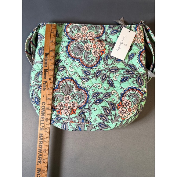 Vera Bradley Quilted Paisley Crossbody Bag Mint Floral Triple Zip Shoulder Bag - Picture 8 of 8